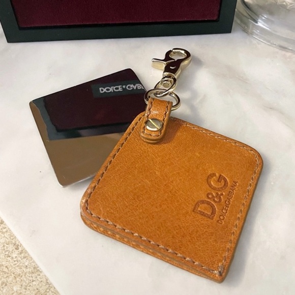 Authentic Dolce & Gabbana Camel Leather Belissima Mirror Bag Charm - Picture 1 of 12